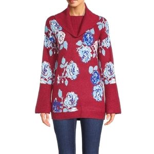 NWT~THE PIONEER WOMAN~Warm Floral Print Cowl neck Flare Sleeve sweater~Large